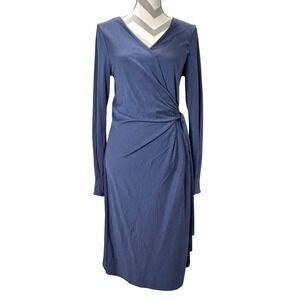 Sundance Slate Blue Wrap Modal Knit Midi Dress Size M Long Sleeve
